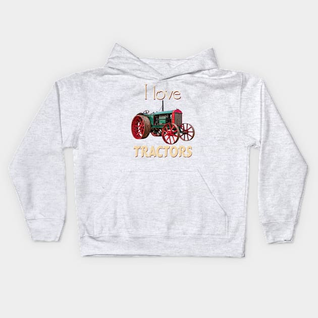 I Love Tractors Peter Brother Kids Hoodie by seadogprints